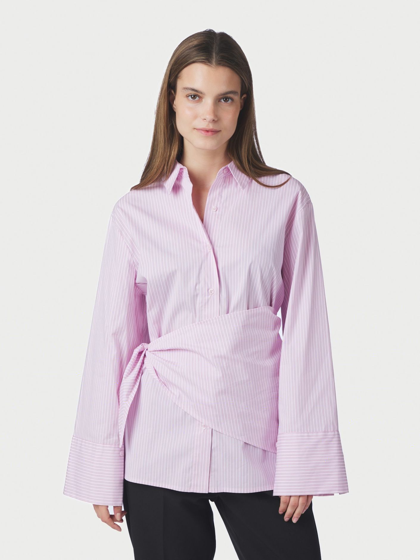 Neo Noir Dita Scarfs Stripe Shirt - Light Pink - Bild 3