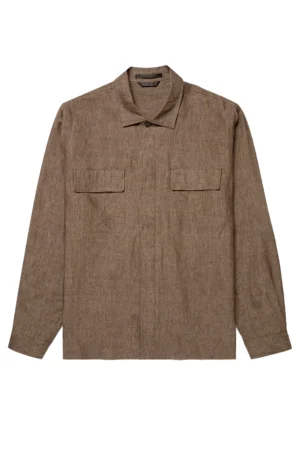 Sunspel Linen Overshirt - Dark Walnut