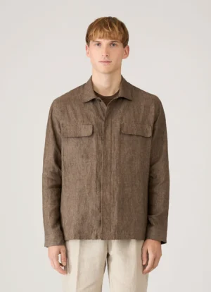 Alternative view of Sunspel Linen Overshirt - Dark Walnut