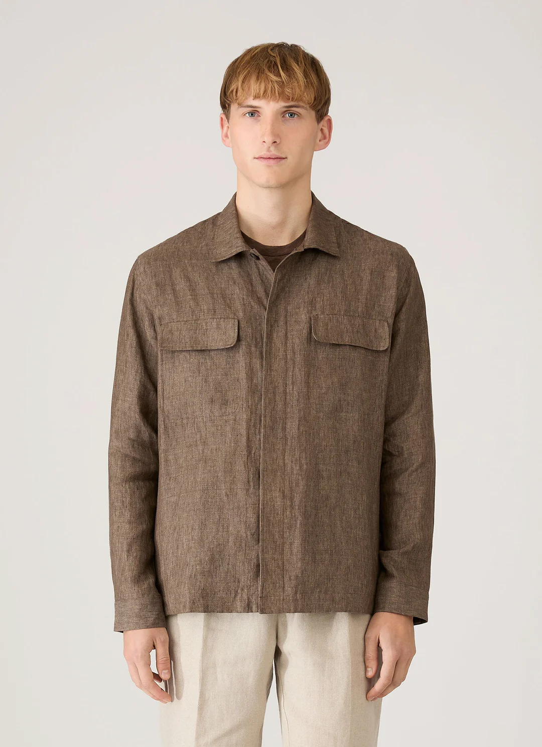 Sunspel Linen Overshirt - Dark Walnut - Bild 2