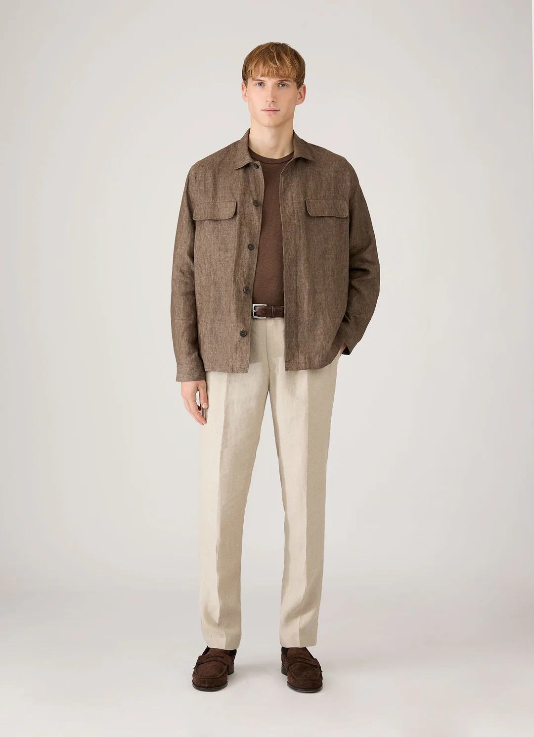 Sunspel Linen Overshirt - Dark Walnut - Bild 3