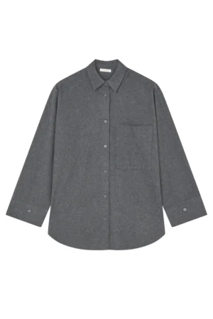 By Malene Birger Derris Flannel Organic Cotton Shirt - Dark Grey Melange