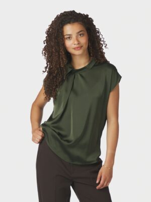 Alternative view of Neo Noir Fleur Drapy Satin Blouse - Army