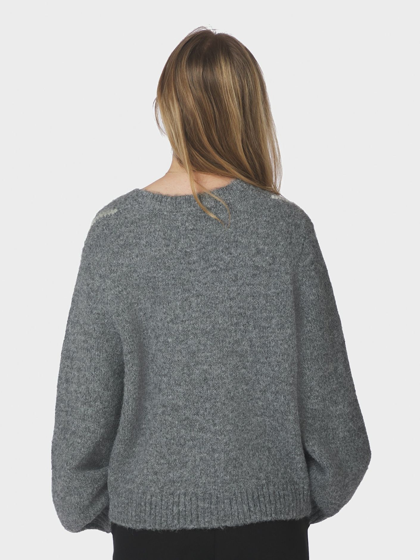 Neo Noir Beleney Small Check Fluff Cardigan - Dark Grey - Bild 3