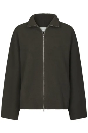 Neo Noir Asley Zip Knit Cardigan - Moss Green