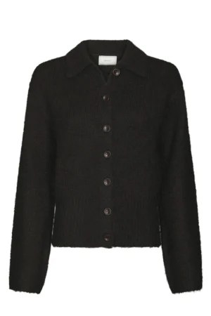 Neo Noir Ramera Fluffy Knit Cardigan - Dark Brown
