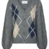 Neo Noir Beleney Small Check Fluff Cardigan - Dark Grey