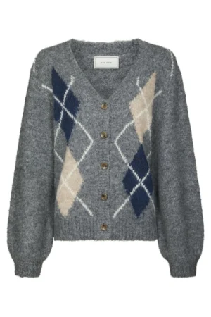 Neo Noir Beleney Small Check Fluff Cardigan - Dark Grey