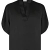 Neo Noir Anelle Heavy Sateen Blouse - Black