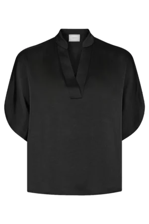 Neo Noir Anelle Heavy Sateen Blouse - Black