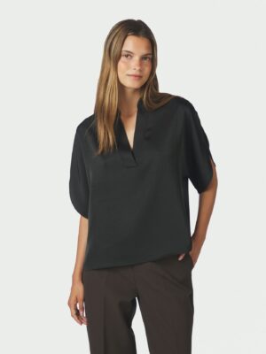 Alternative view of Neo Noir Anelle Heavy Sateen Blouse - Black
