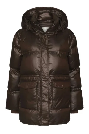Neo Noir Clotilde Shiny Puffer Jacket - Chocolate Brown