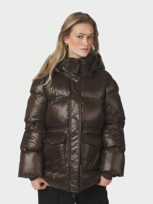Alternative view of Neo Noir Clotilde Shiny Puffer Jacket - Chocolate Brown
