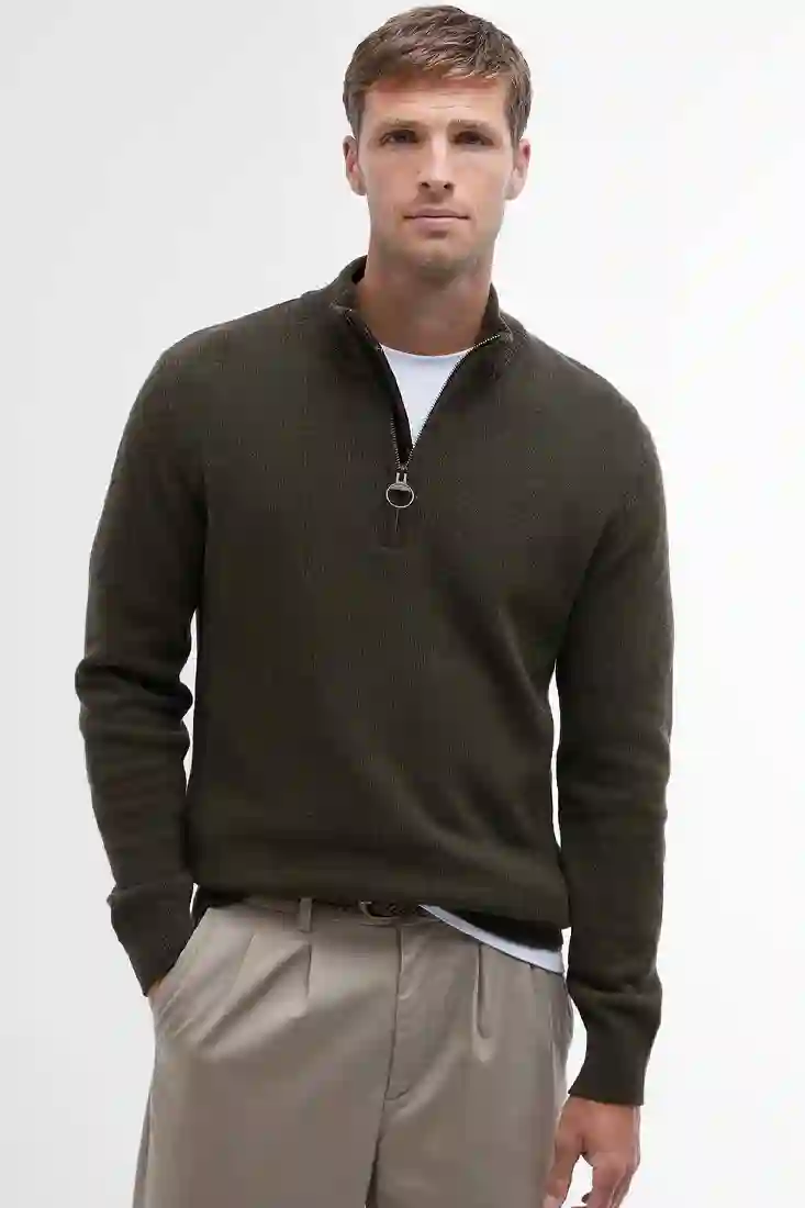 Barbour Holden Half Zip Knitted Jumper - Oliv - Bild 3