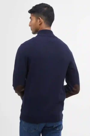 Alternative view of Barbour Essentiel Patch Zip Through Knitted Jumper - Navy