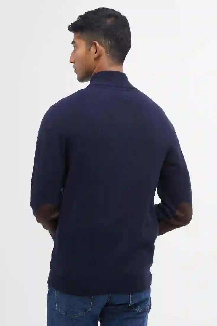 Barbour Essentiel Patch Zip Through Knitted Jumper - Navy - Bild 2