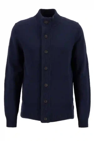 Barbour Essentiel Patch Zip Through Knitted Jumper - Navy