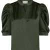 Neo Noir Roella heavy sateen Blouse - Deep Green