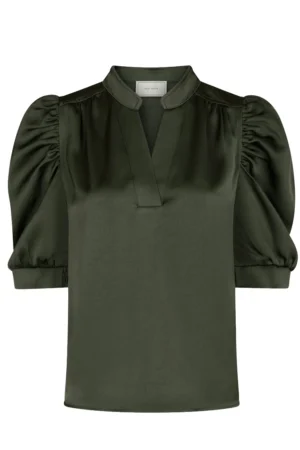 Neo Noir Roella heavy sateen Blouse - Deep Green