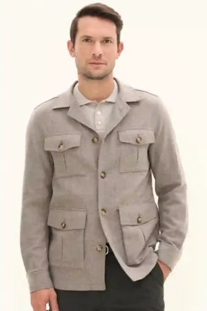 Alternative view of Oscar Jacobson Safari Shirt jacket - Brick Beige