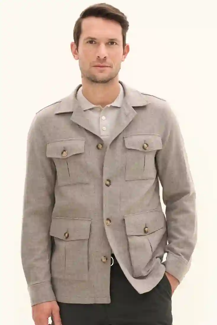 Oscar Jacobson Safari Shirt jacket - Brick Beige - Bild 2