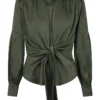 Neo Noir Naja Satin Shirt - Deep Green