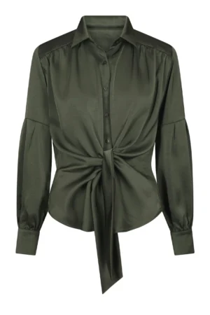 Neo Noir Naja Satin Shirt - Deep Green