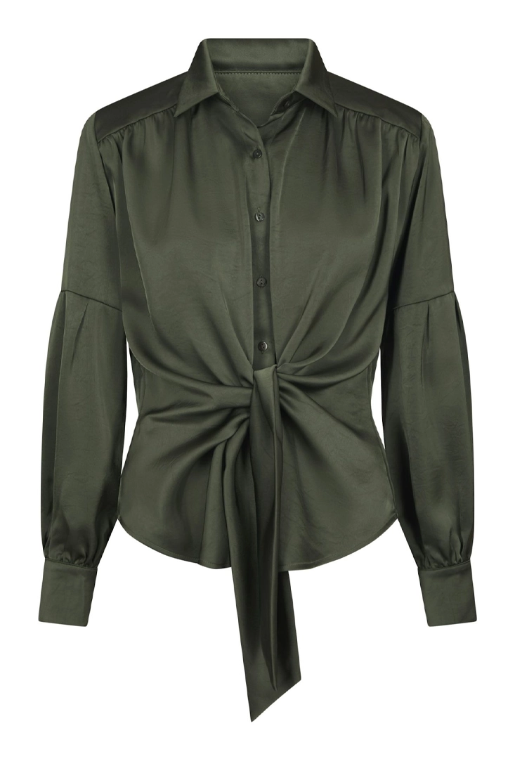 Neo Noir Naja Satin Shirt - Deep Green