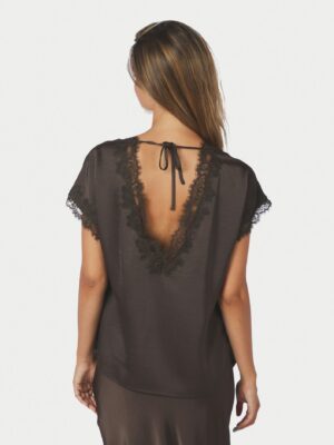 Neo Noir Benera Heavy Sateen Lace Blouse - Dark Brown - Bild 3