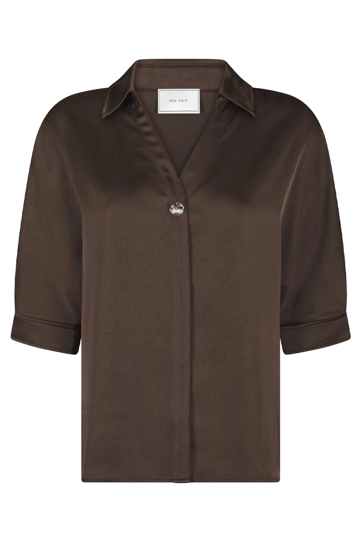 Neo Noir Carm Heavy Sateen Shirt - Dark Brown
