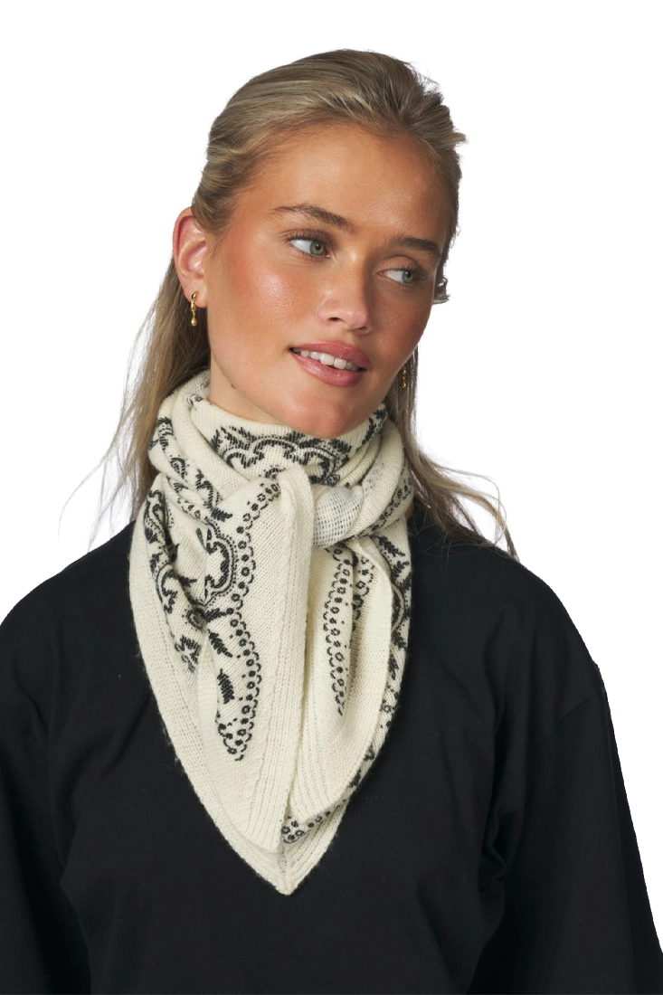 Neo Noir Lolana Paisley Knit Scarfs - Off White