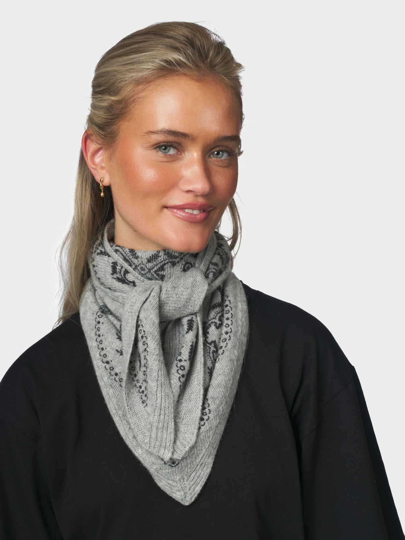 Neo Noir lolana Paisley Knit Scarfs - Grey Melange - Bild 2
