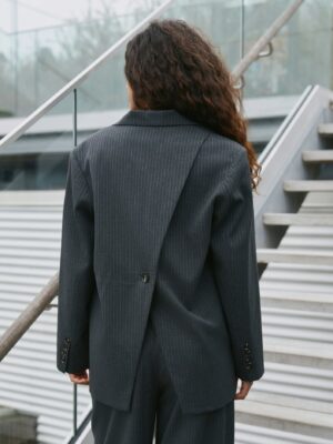 Neo Noir Aarielle Slim Pinstripe Blazer - Dark Grey - Bild 4