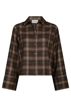 Neo Noir Jaylin Flannel Check Shirt - Dark Taupe