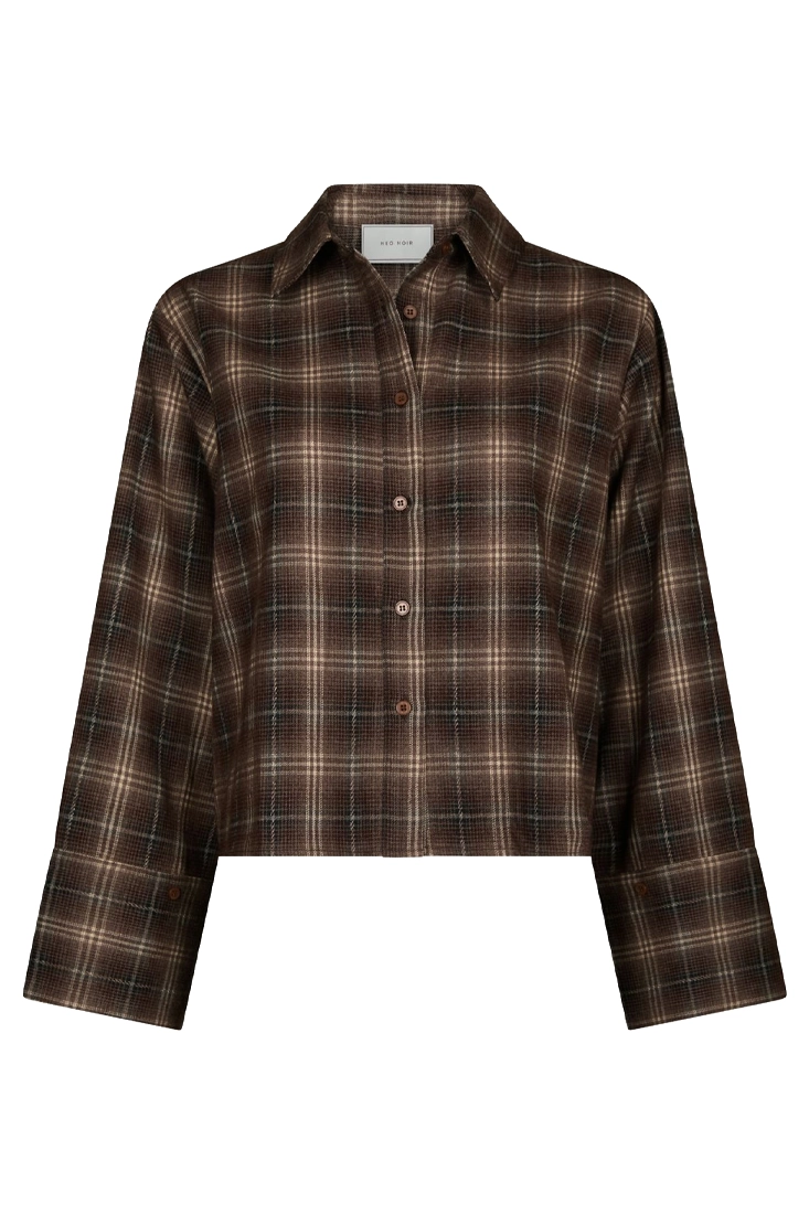 Neo Noir Jaylin Flannel Check Shirt - Dark Taupe