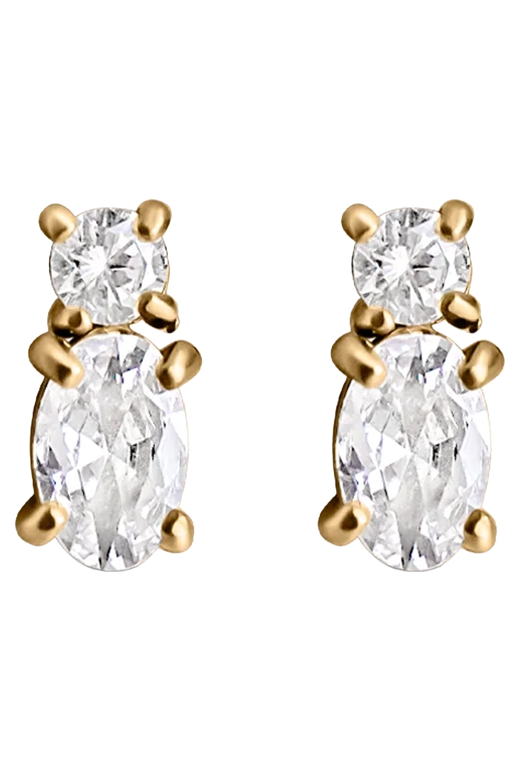 Muli Collection Oval Cut Duo Stud - Gold