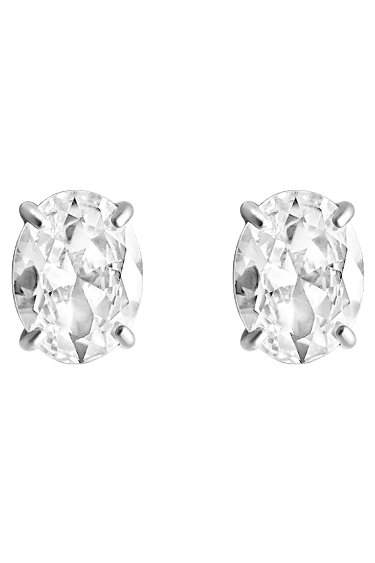 Muli Collection Large Oval Cut Stud - Silver