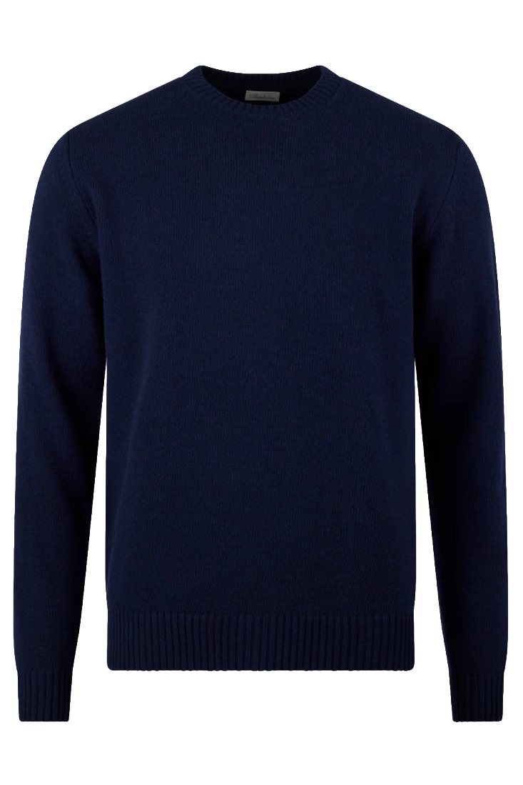 Stenströms Pullover Knitted Crew Neck Carded Merino Wool - Navy