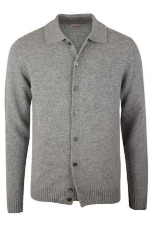 Stenströms Cardigan Knitted Polo Carded Merino Wool - Grey