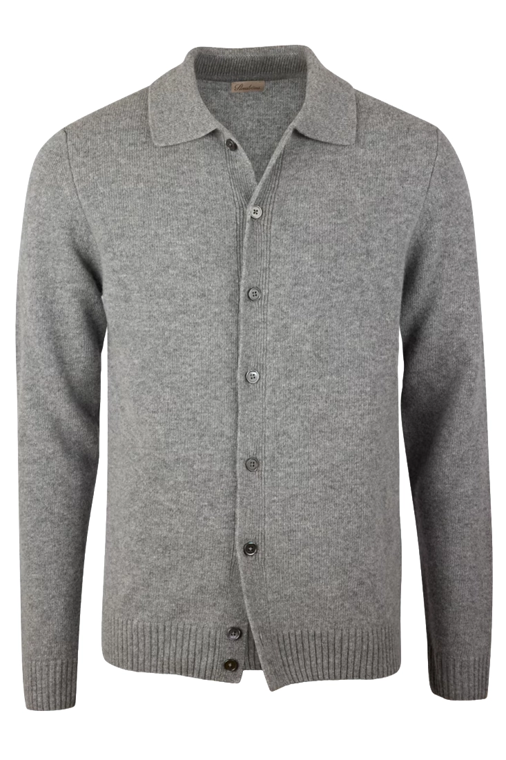 Stenströms Cardigan Knitted Polo Carded Merino Wool - Grey