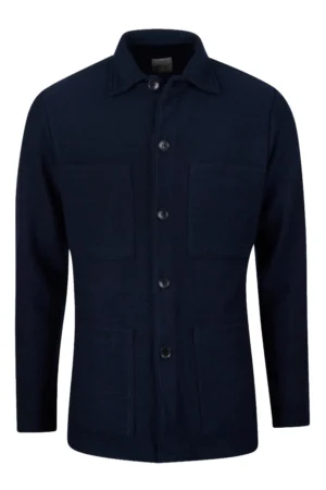 Stenströms Overshirt Knitted 4-pocket Felted Wool - Navy
