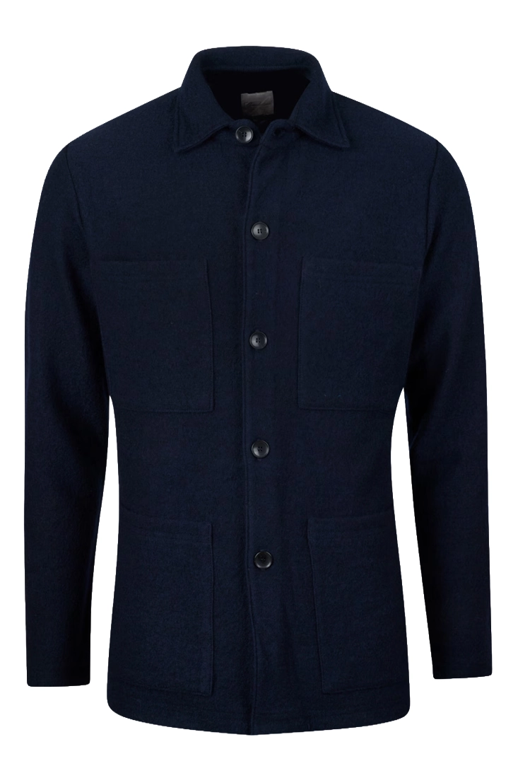 Stenströms Overshirt Knitted 4-pocket Felted Wool - Navy