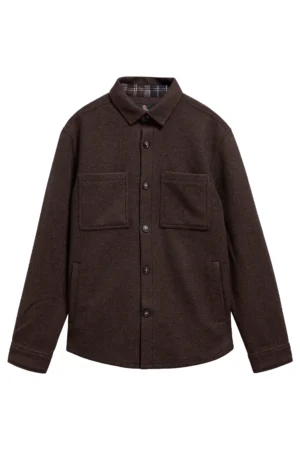 Barbour Marltown Tailored Wool-Blend Overshirt - Dark Oak