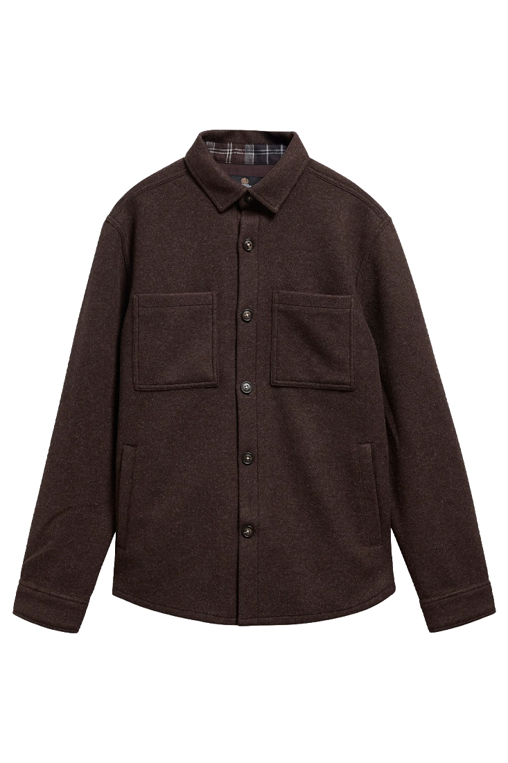 Barbour Marltown Tailored Wool-Blend Overshirt - Dark Oak