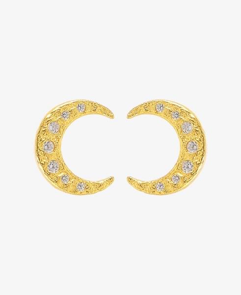 Hultquist White Half Moon Earrings - Guld